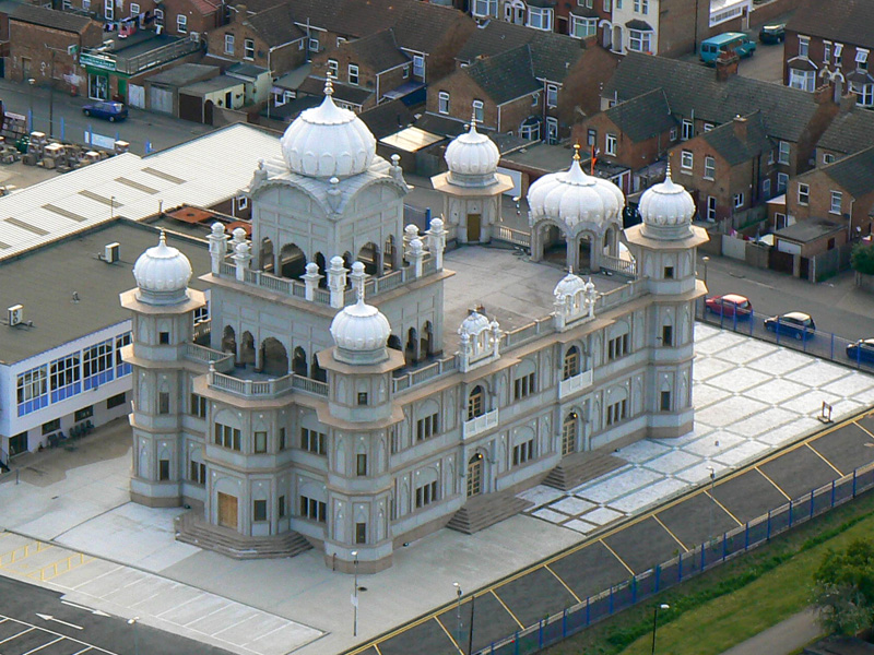 Image result for aerial shots of sikh temples bedford