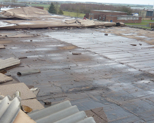 Roof of building 21 after storm